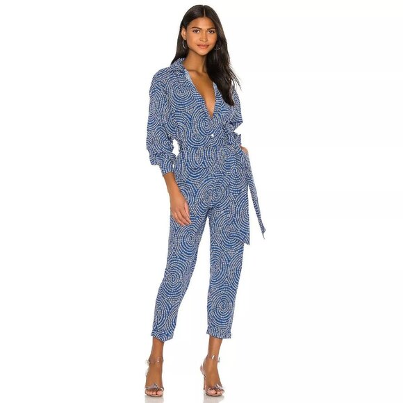 Rhode June Polka Dot Jumpsuit Blue S